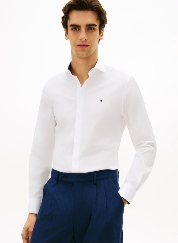TOMMY HILFIGER Slim Fit Contrast Collar Poplin Shirt - Image 1
