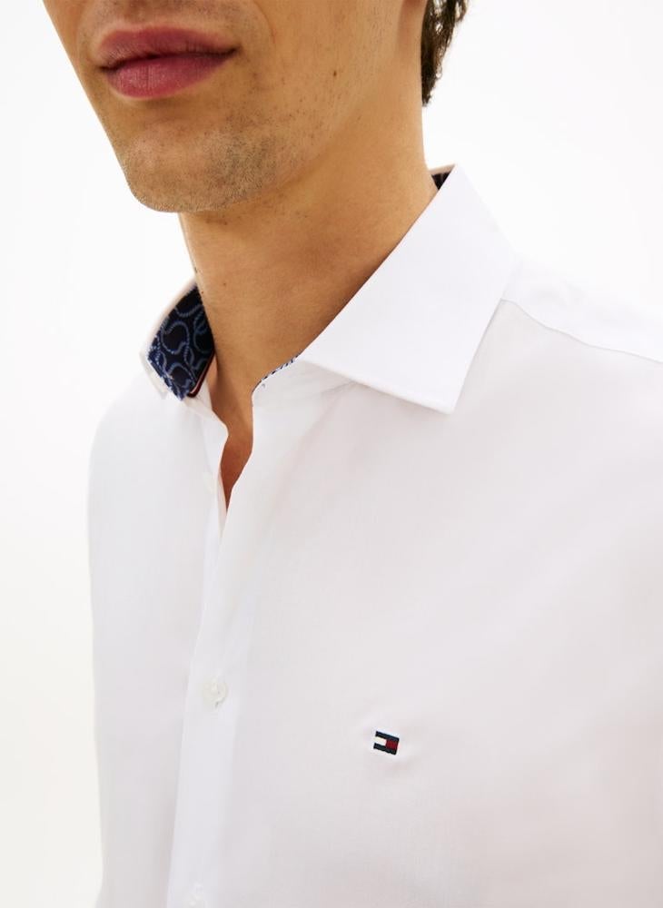 TOMMY HILFIGER Slim Fit Contrast Collar Poplin Shirt - Image 3