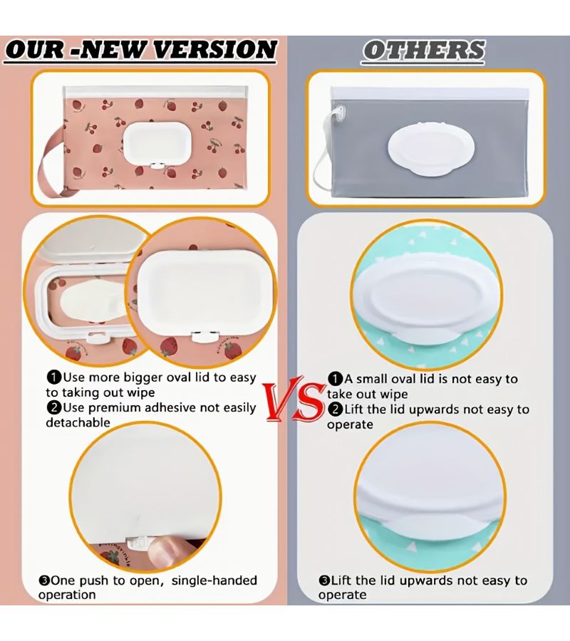Portable Flip Top Wet Wipes Dispenser Bag With Rabbit Design Durable Plastic For Travel Home Office - Image 4