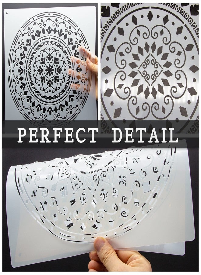 neglex Large Mandala Stencils for Painting, 6 Unique Designs, 12" X 12" Reusable Mandala Stencil Templates for Home Decor, Large Stencils for Painting Wall - Image 3