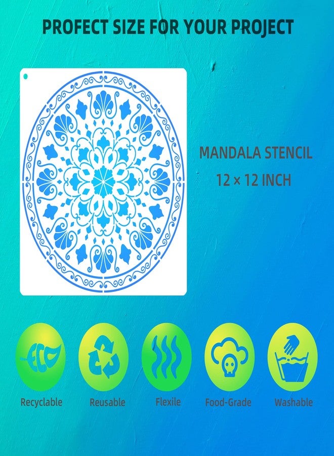 neglex Large Mandala Stencils for Painting, 6 Unique Designs, 12" X 12" Reusable Mandala Stencil Templates for Home Decor, Large Stencils for Painting Wall - Image 2