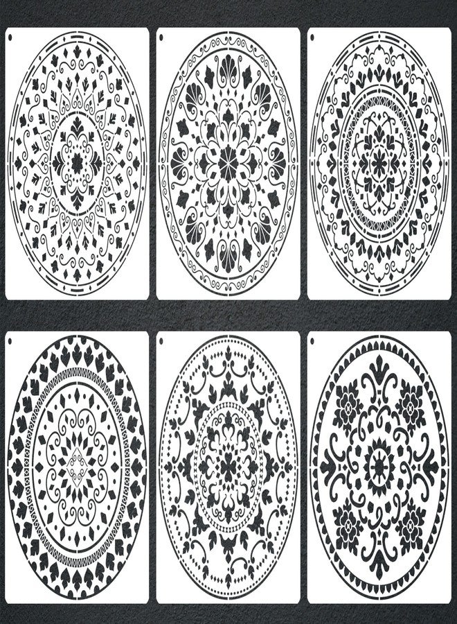 neglex Large Mandala Stencils for Painting, 6 Unique Designs, 12" X 12" Reusable Mandala Stencil Templates for Home Decor, Large Stencils for Painting Wall - Image 1
