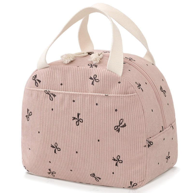 Baglemon Lunch Bag for Women Men Cute Corduroy Lunch Tote Bags Reusable Insulated Lunch Box Large Capacity Reusable Insulated Cooler for Work/Picnic/Travel - Image 1