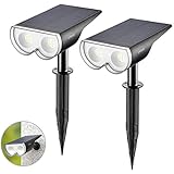 Linkind 16 LEDs Solar Landscape Spotlights, Dusk-to-Dawn IP67 Waterproof Solar Powered Spot Lights, 6500K Daylight - Image 1