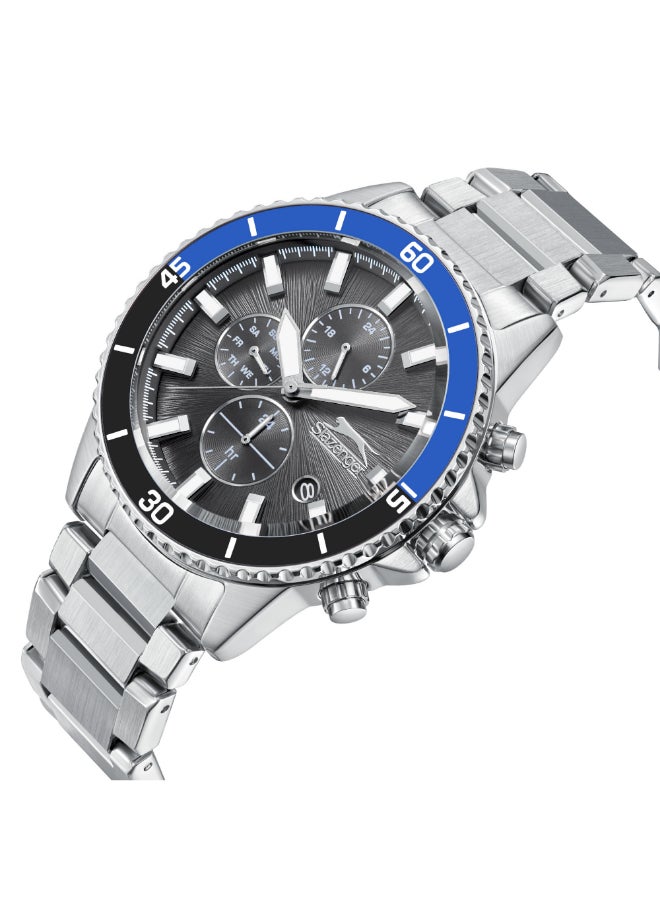 سلازنجر ساعة رجالية متعددة الوظائف بسوار معدني فضي - Image 2