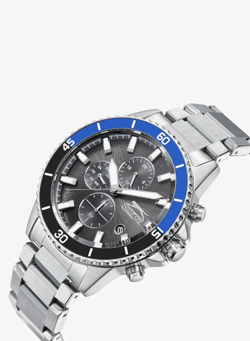 Slazenger Men's Multi Function Display Watch With Silver Metal Strap - SL.9.2410.2.05