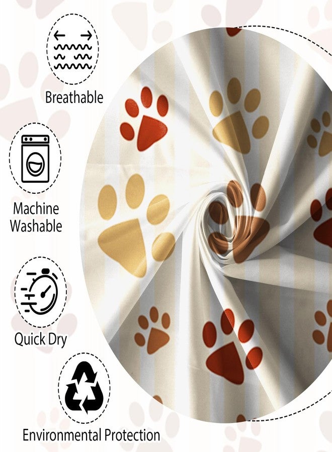 Renaiss 72x72 Inch Dog Paws Shower Curtain Cute Brown Pawprint Animal Paw Puppy Cat Paw Pattern Vertical Striped Shower Curtain for Bathroom Decor Waterproof Fabric Polyester with Hooks - Image 4
