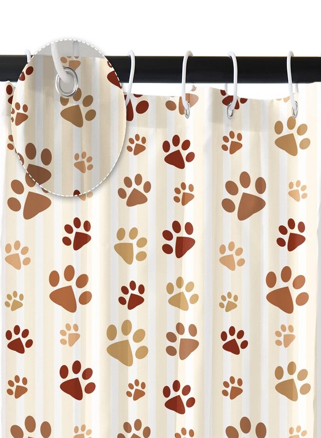 Renaiss 72x72 Inch Dog Paws Shower Curtain Cute Brown Pawprint Animal Paw Puppy Cat Paw Pattern Vertical Striped Shower Curtain for Bathroom Decor Waterproof Fabric Polyester with Hooks - Image 5