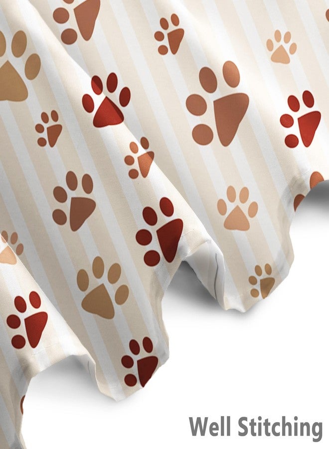 Renaiss 72x72 Inch Dog Paws Shower Curtain Cute Brown Pawprint Animal Paw Puppy Cat Paw Pattern Vertical Striped Shower Curtain for Bathroom Decor Waterproof Fabric Polyester with Hooks - Image 3