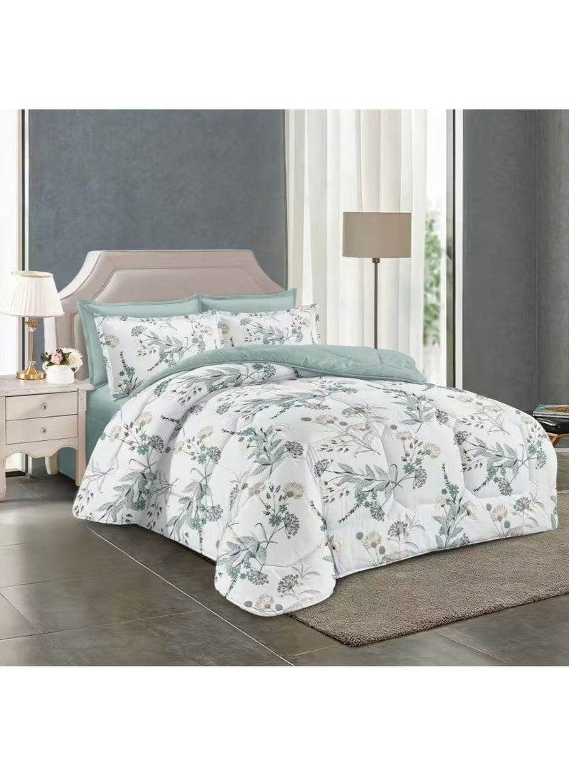 Luxury 6-Piece King Size Duvet Cover Set made from 250 Thread Count Cotton – Includes 1 Duvet Cover 220x240cm, 1 Fitted Sheet 200x200+25cm and 4 Pillow Covers 50x75cm for Ultimate Comfort