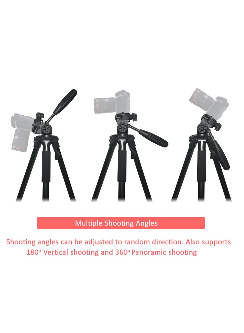 COOPIC T666 Lightweight Tripod 140cm/55inch Aluminum Camera Tripod 3 Way Swivel Pan Head for DSLR Camera Smartphone’s DV Video Maximum Load 4kg - Image 5