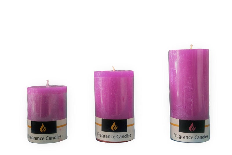 AURA DECOR AuraDecor Fragrance Pillar Candle Gift Set of 3 (2 * 2 inch, 2 * 3 inch, 2 * 4 Inch) (Lavender) - Image 4