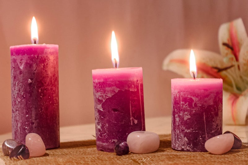 AURA DECOR AuraDecor Fragrance Pillar Candle Gift Set of 3 (2 * 2 inch, 2 * 3 inch, 2 * 4 Inch) (Lavender) - Image 2