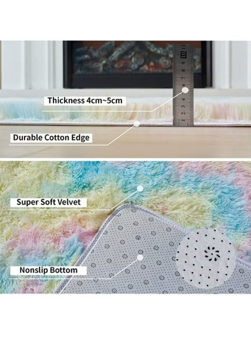 MONOGUE Large Area Rug Tie Dye Plush Shaggy Super Soft Fluffy Throw non-slip Carpet for Bedroom Living space - Image 4