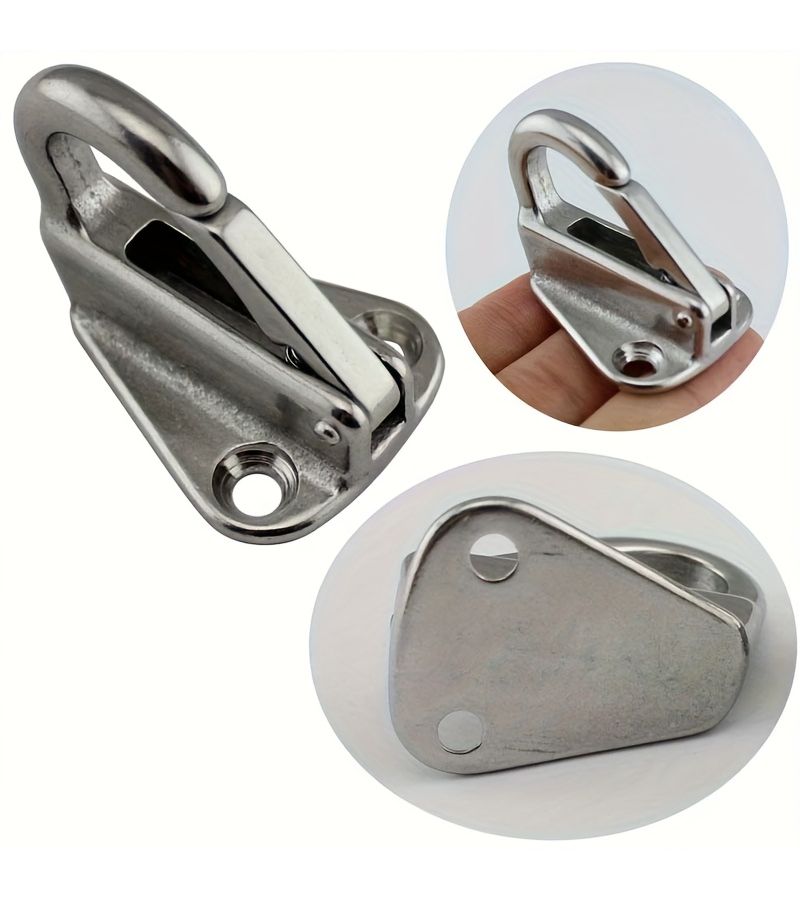 2pcs Marine Grade Stainless Steel Spring Tow Hooks for Boats Paddle and Towel Use - Image 4