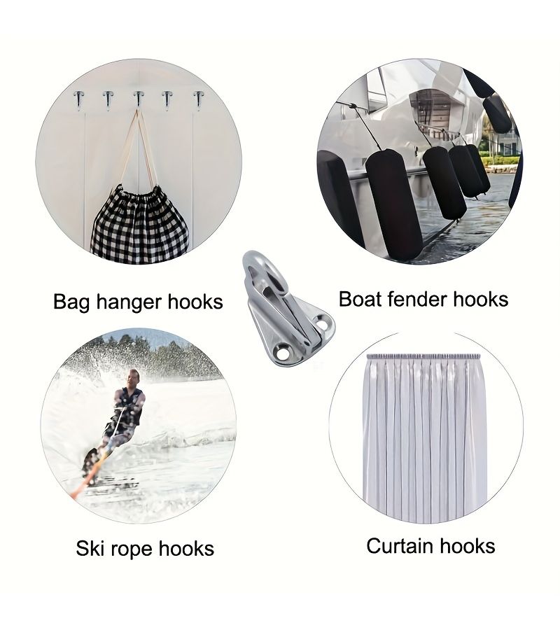 2pcs Marine Grade Stainless Steel Spring Tow Hooks for Boats Paddle and Towel Use - Image 2
