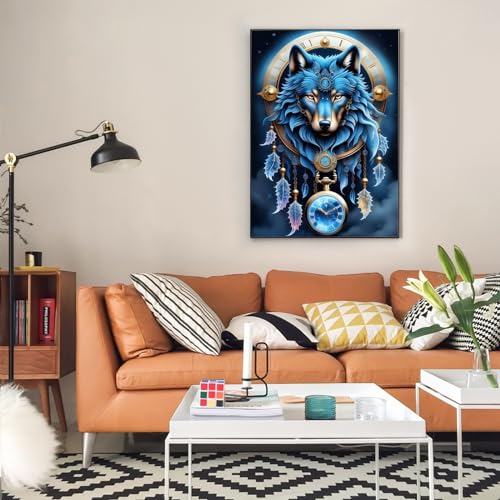 Offito Wolf Diamond Painting Kits for Adults Beginners Dream Catcher Diamond Art Kits for Adults Wolf DIY 5D Round Diamond Dots Gem Art for Beginners Perfect for Gifts Home Wall Decor 12x16 inch - Image 3