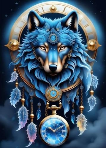 Offito Wolf Diamond Painting Kits for Adults Beginners Dream Catcher Diamond Art Kits for Adults Wolf DIY 5D Round Diamond Dots Gem Art for Beginners Perfect for Gifts Home Wall Decor 12x16 inch - Image 1
