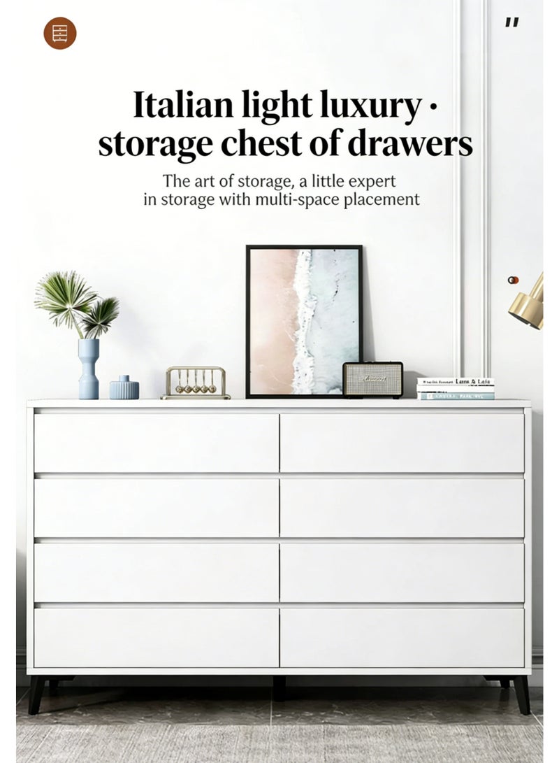 Chest of Drawers for Bedroom, 8-Drawer Wide Dresser, 138CM Storage Cabinet with Elevated Legs, Large Capacity Storage Drawer Unit for Hallway Living Room, White, DG010 - Image 3