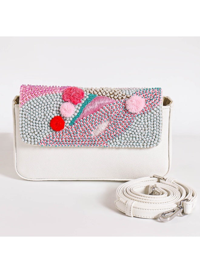 Crystalicious Charlie Faux Leather Crossbody Bag Hand-Embroidered Perfect Balance Between Chic and Comfort - Image 1