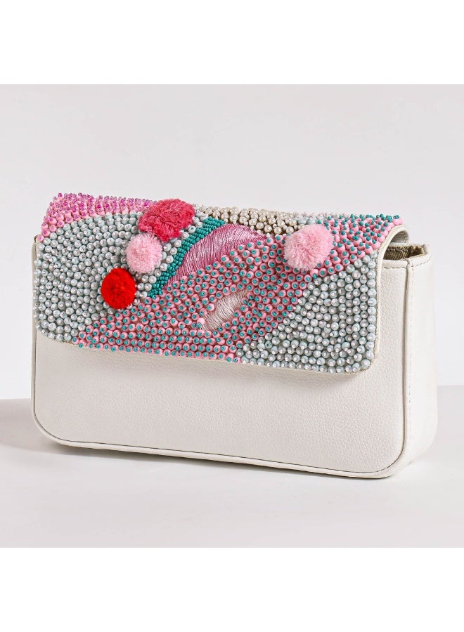 Crystalicious Charlie Faux Leather Crossbody Bag Hand-Embroidered Perfect Balance Between Chic and Comfort - Image 2