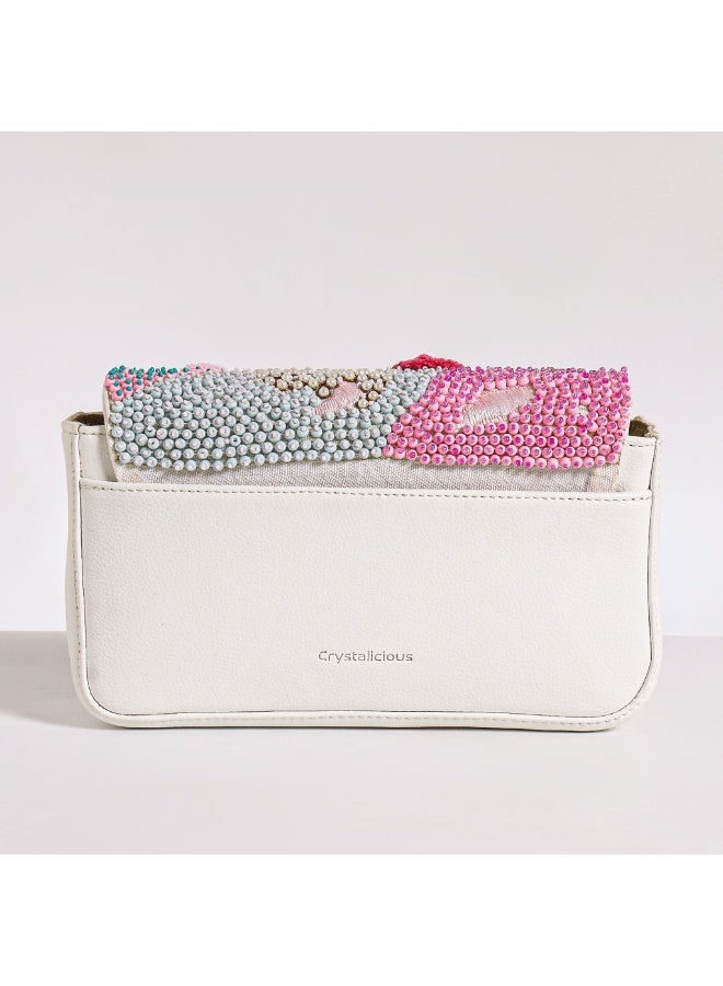 Crystalicious Charlie Faux Leather Crossbody Bag Hand-Embroidered Perfect Balance Between Chic and Comfort - Image 3