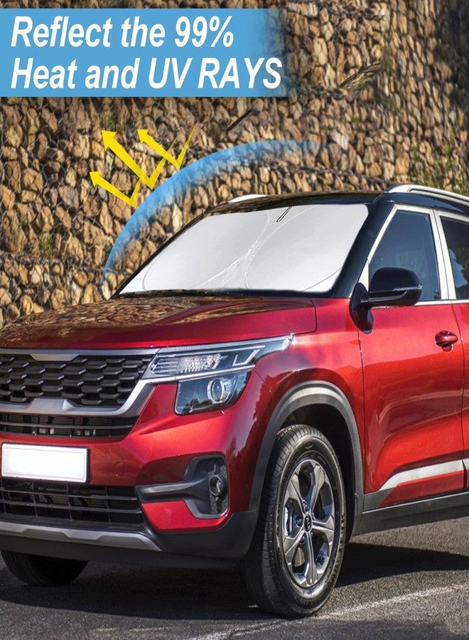 INSAUTO Custom Fit Seltos Windshield Sunshade for 2021-2024 2025 2026 Kia Seltos Front Window Shades Cover for Windshield Sun Visor Protector 210T Reflector Blocks UV Rays Cooler Car Accessories - Image 2