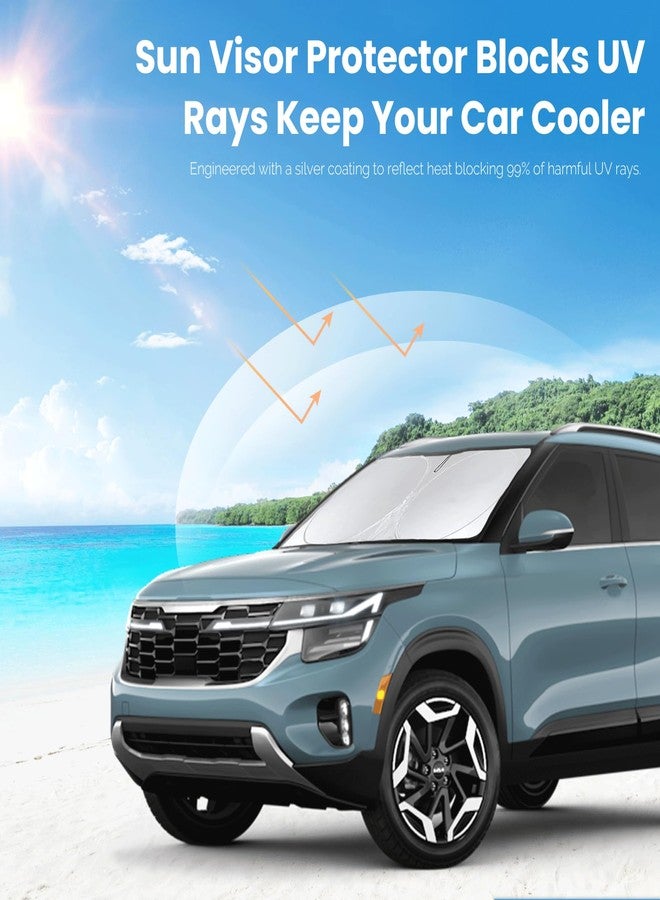 INSAUTO Custom Fit Seltos Windshield Sunshade for 2021-2024 2025 2026 Kia Seltos Front Window Shades Cover for Windshield Sun Visor Protector 210T Reflector Blocks UV Rays Cooler Car Accessories - Image 5