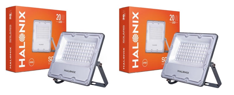 Halonix Aluminium 20W Solaris Waterproof Outdoor LED Flood Light | Halogen Light,Focus Light for Garage,Parking,Shop -(Cool White)-Pack of 2|Short Circuit & Surge Protection with Ip66 Rated - Image 1