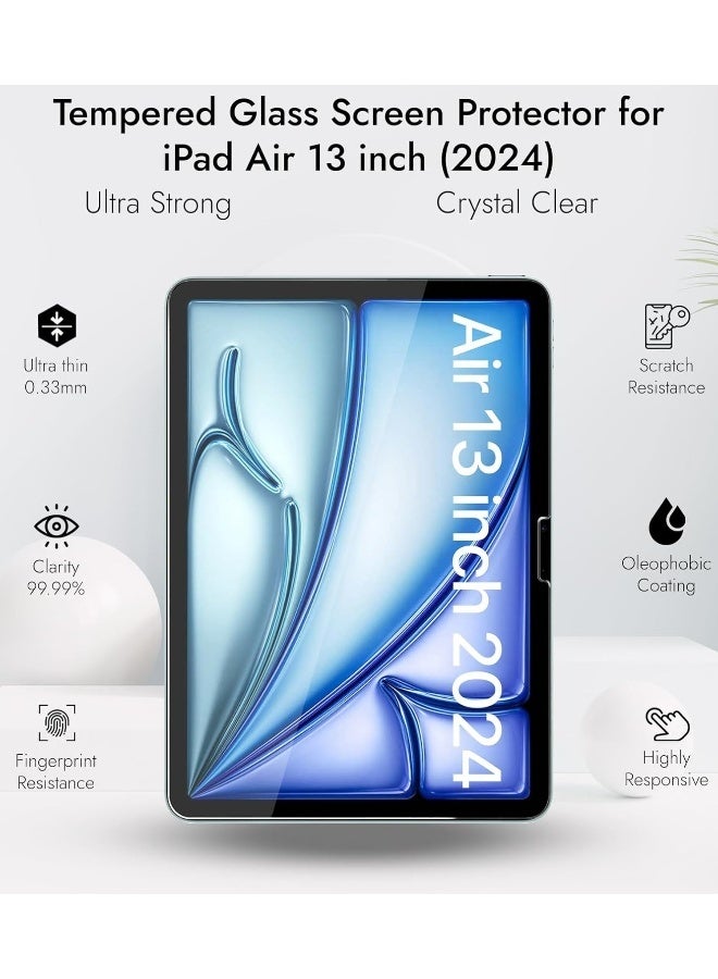 DUSALA iPad Air 13 inch Screen Protector M2 2024 (6th Gen 2024) A2925/A2926/A3007)A2898/A2899/A2900) 9H Hardness,Anti-Fingerprint,Anti Scratch Full Screen Coverage Tempered Glass - Image 2