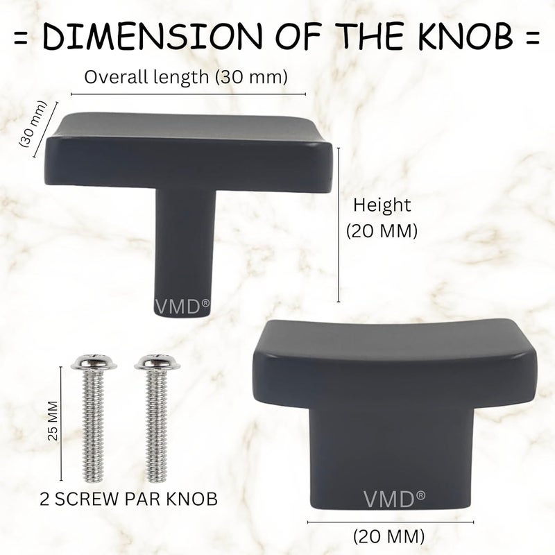 VMD Squre Zink Drawer KnobCabinet Knobs Drawer Pulls Black Matt Finish Perfect for Home Office Drawers Pack of 15 - Image 2