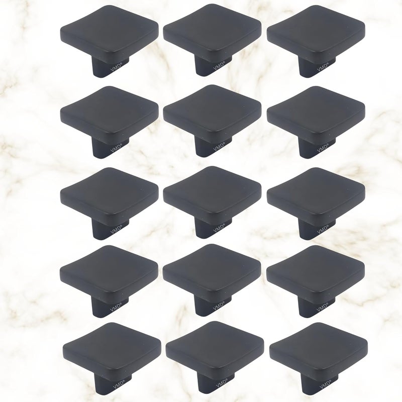 VMD Squre Zink Drawer KnobCabinet Knobs Drawer Pulls Black Matt Finish Perfect for Home Office Drawers Pack of 15 - Image 1