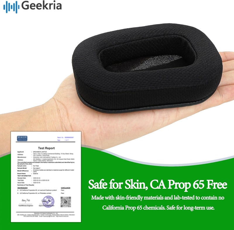 جيكريا وسادات أذن بديلة من قماش شبكي QuickFit لسماعات الرأس Logitech G533 وG633 وG635 وG933 وG935، وسادات أذن، أغطية أذن، قطع إصلاح (أسود) - Image 2