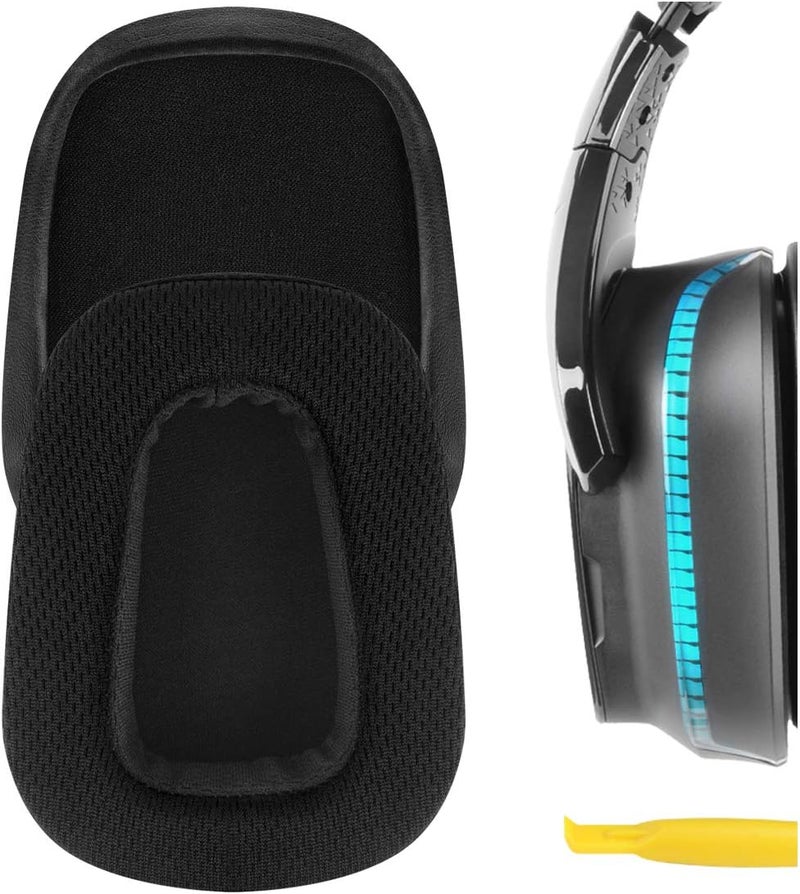 جيكريا وسادات أذن بديلة من قماش شبكي QuickFit لسماعات الرأس Logitech G533 وG633 وG635 وG933 وG935، وسادات أذن، أغطية أذن، قطع إصلاح (أسود) - Image 1