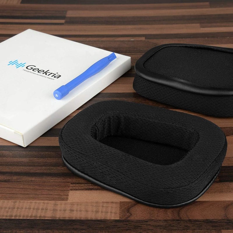 جيكريا وسادات أذن بديلة من قماش شبكي QuickFit لسماعات الرأس Logitech G533 وG633 وG635 وG933 وG935، وسادات أذن، أغطية أذن، قطع إصلاح (أسود) - Image 4