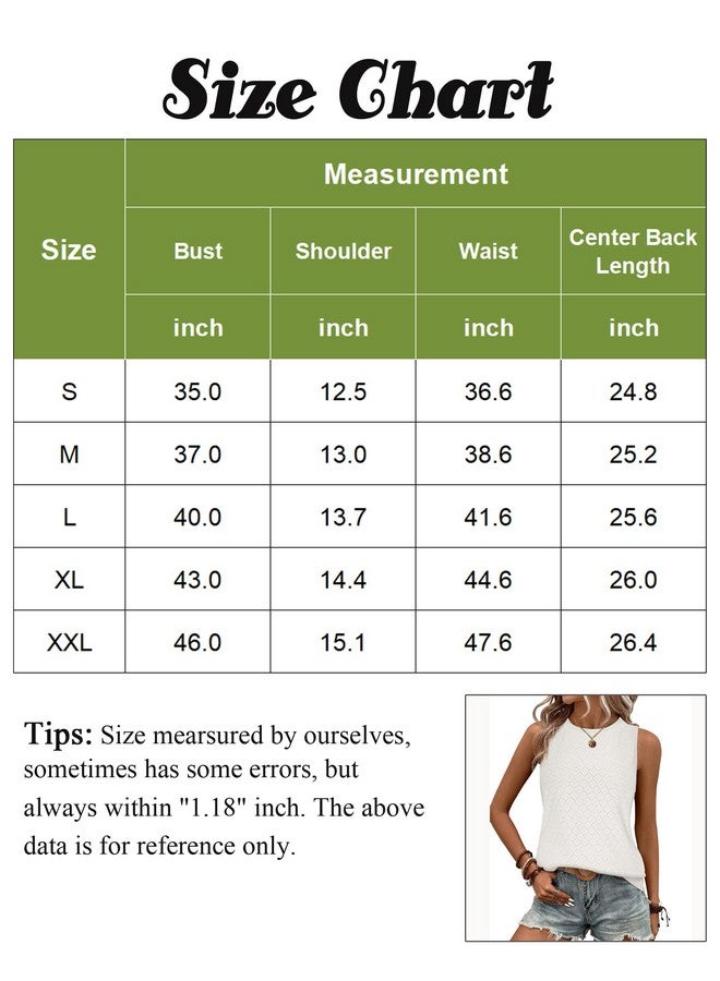 Zeagoo Womens White Tank Top Crew Neck Cute Summer Tops Loose Sleeveless Blouse White Large - Image 5