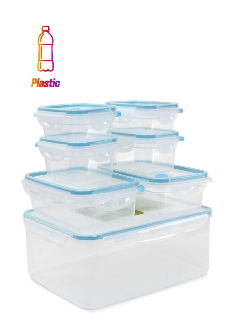Mondex 7-Piece Rectangular Food Storage Set Clear/Blue  - Image 1