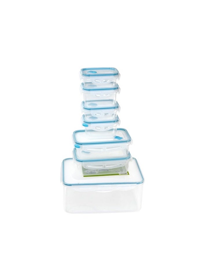 Mondex 7-Piece Rectangular Food Storage Set Clear/Blue  - Image 3