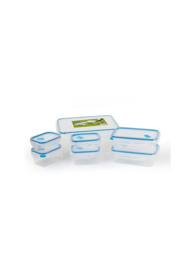 Mondex 7-Piece Rectangular Food Storage Set Clear/Blue  - Image 4