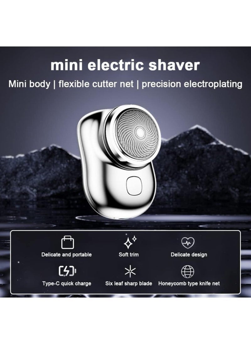 Mini Electric Shaver, Portable Men Electric Shaver USB Rechargeable Men Grooming Razor, Pocket Size Mini Shaver Washable for Travel (Silver) - Image 5