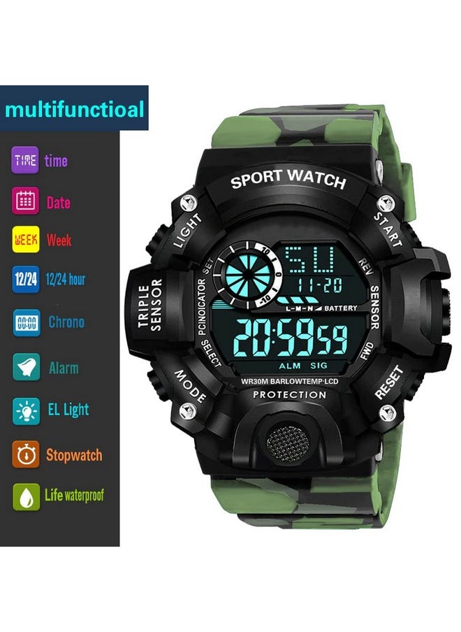 Shocknshop Shocknshop Digital Rubber Sports Multi Functional Black Dial Watch for Mens Boys -315 (Green)  - Image 5