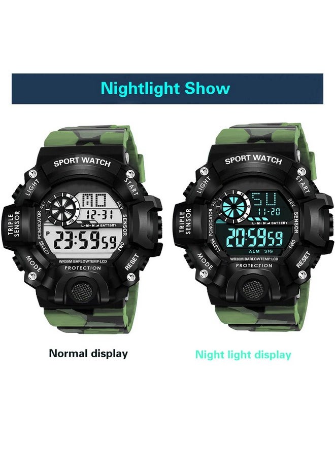 Shocknshop Shocknshop Digital Rubber Sports Multi Functional Black Dial Watch for Mens Boys -315 (Green)  - Image 2