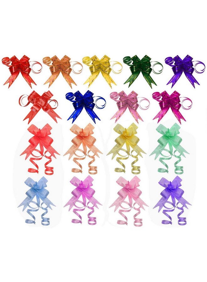 PENTA ANGEL 170Pcs 17 Colors String Bows Basket Pull Bows Gift Knot Ribbon Present Wrapping Décor Bows For Birthday Wedding Christmas New Year Party Ornament, 1.8Cm Width - Image 1