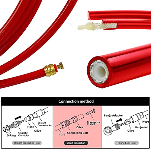 CYSKY Bike Hydraulic Brake Hose Kit 2500mm for Shimano BH59 BH90 Sram Avid System, Included 8 Bike Brake Olive and 8 Brass Connecting Insert (Red) - Image 2