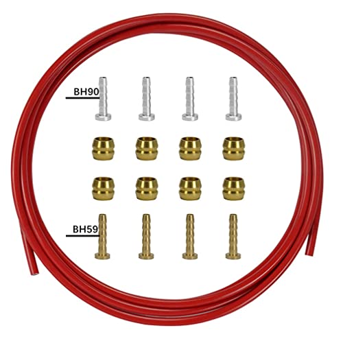 CYSKY Bike Hydraulic Brake Hose Kit 2500mm for Shimano BH59 BH90 Sram Avid System, Included 8 Bike Brake Olive and 8 Brass Connecting Insert (Red) - Image 1