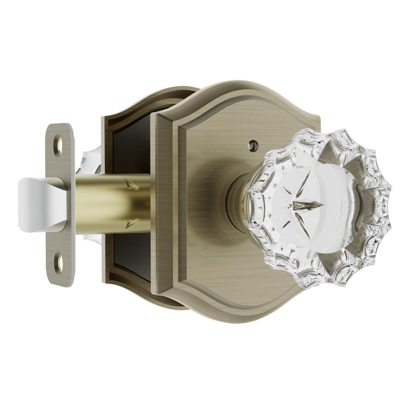 CLCTK Glass Door Knobs Interior with Lock, Vintage Crystal Privacy Antique Bronze/Brass Door Knobs for Bedroom Bathroom, 1 Pack - Image 1