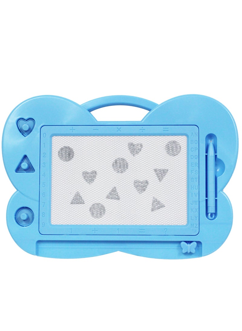 Educational Toy for Baby Kid 1pc Writing Board Drawing Board Doodle Board Writing Painting and Learning Board With 3 Magnet Shapes for Kids 31cm X 21cm Blue Color - Image 1
