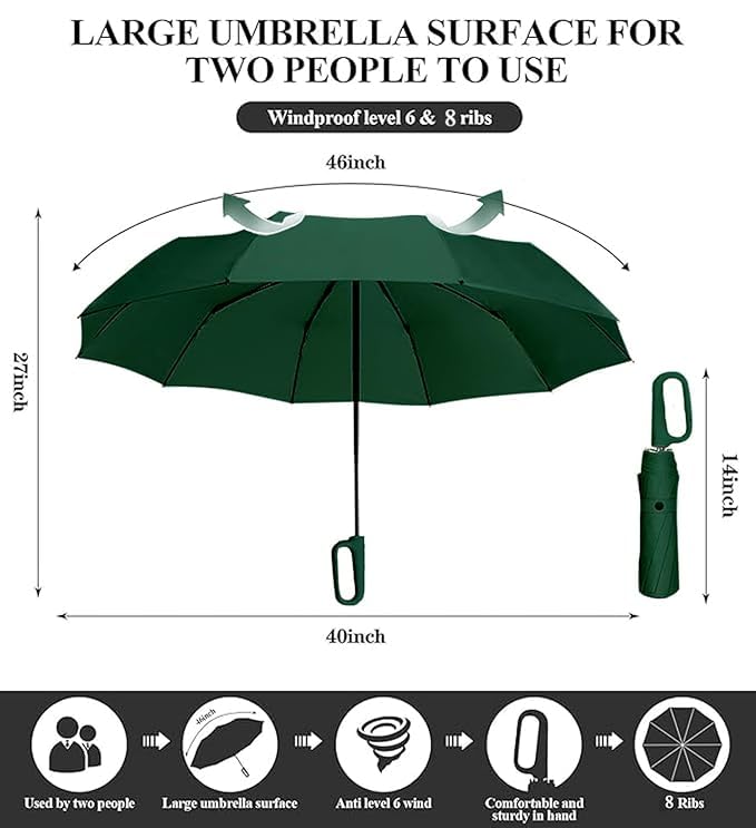 Owme UV Umbrella for Women, Mini Folding Portable 3-Fold Umbrellas | Automatic Open and Close for Rain and Sun Protection, Anti-Slip | Windproof Umbrlla with Handy Turbo Carabiner Handle for Home & Office - Image 2