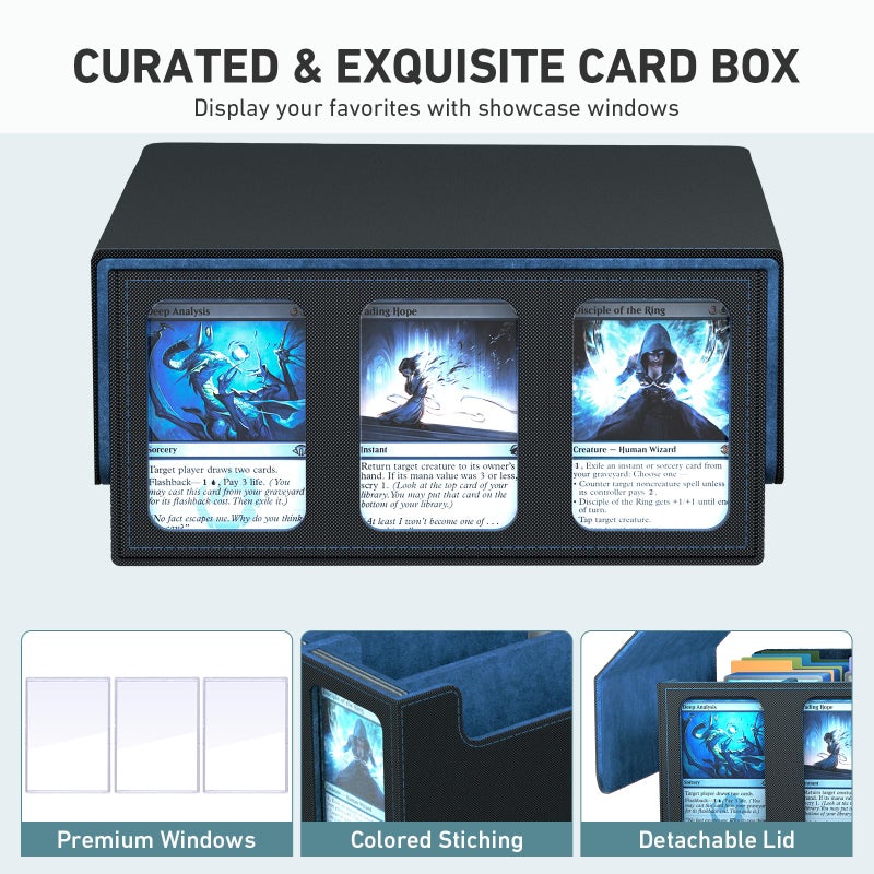 SENVINI 3-Row Trading Card Storage Box, Bulk Cards Case for 2400+ Mtg tcg Magic Playing Game Card Organizer, Commander Deck Box with 3 Supports & 24 Dividers - Image 4