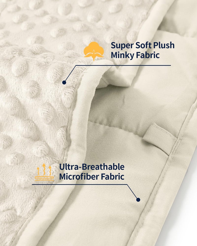 Mr. Sandman Weighted Blanket for Adults, Minky Dots Heavy Blanket for Women, Man Sleeping and Calm, Soft and Cozy Cooling Weighted Throw Blankets, Machine Washable, 48 x 72in, 15 lbs, Ivory - Image 4